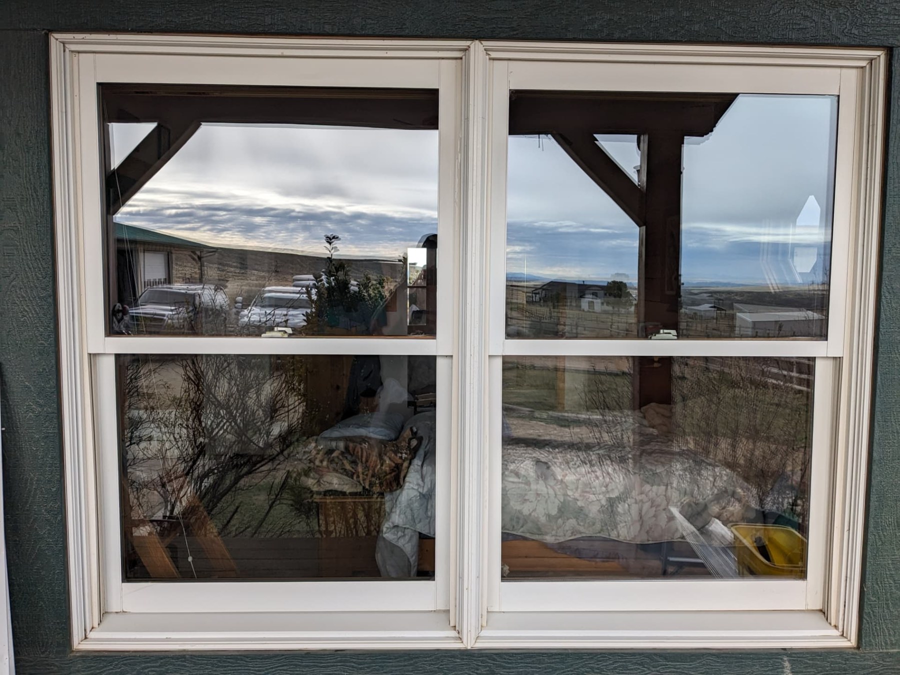 Clear residential window glass after cleaning